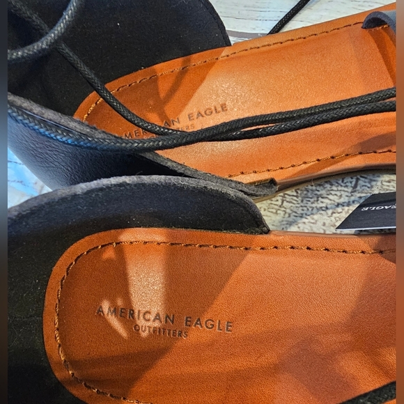 American Eagle Women’s Size 10 Black Boho Sandals New w/ Tag Ankle Tie Summer - Picture 4 of 7